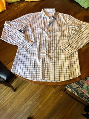 Mizzen+Main White Dress Shirt with Blue Windowpane Check